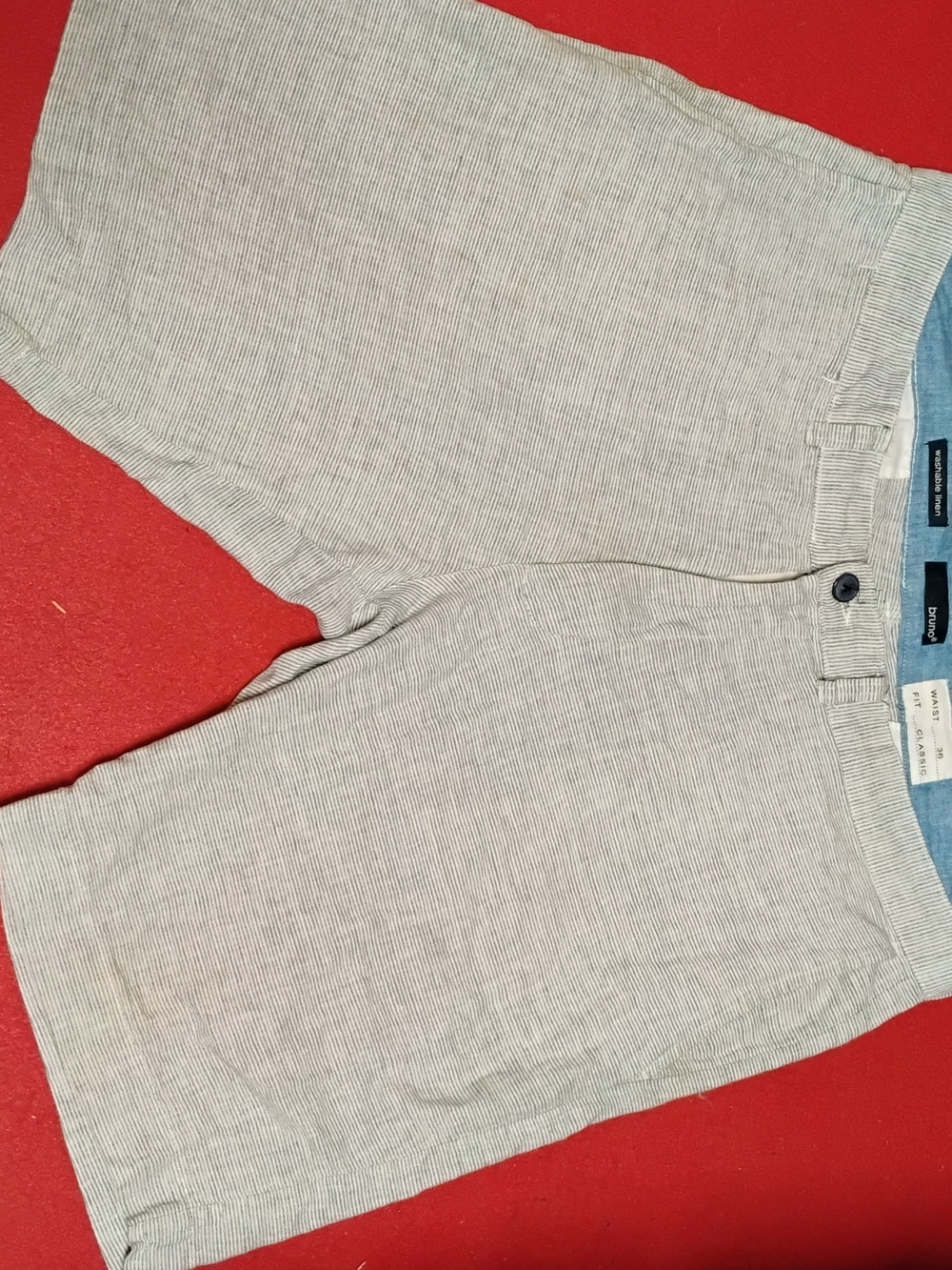 Linen Gray Striped Men’s Shorts Bruno